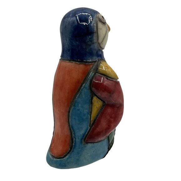 Fenix Raku Pottery Handcrafted 3.5" Ceramic Penguin Artisan Collectible Artsy - Picture 3 of 11